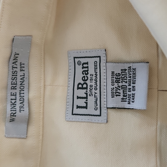 L.l. Bean Yellow Thick Button-Up Dress Shirt - Picture 6 of 7